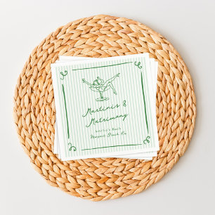 Whimsical Hand getekend Green Martinis & Huwelijk Servet