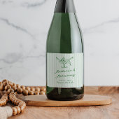 Whimsical Hand getekend Green Martinis & Huwelijk Sparkling Wijnetiket