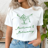 Whimsical Hand getekend Green Martinis & Huwelijk T-shirt