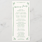 Whimsical Hand Getekend Groen Huwelijksprogramma + Menu (Achterkant)
