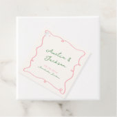 Whimsical Hand getekend Groen & Roze bruiloft serv Bedankjes Labels (In situ)