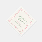 Whimsical Hand getekend Groen & Roze bruiloft serv Servet (Hoek)