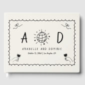 Whimsical Hand getekend Handgeschreven Franse brui Gastenboek (Voorkant)