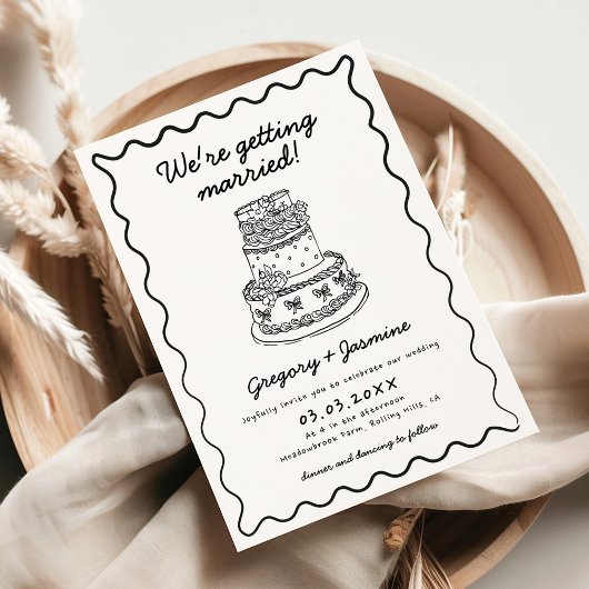 Whimsical Hand getekend Handgeschreven QR Code Wed Kaart