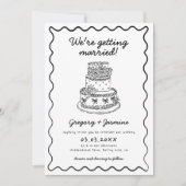 Whimsical Hand getekend Handgeschreven QR Code Wed Kaart (Voorkant)