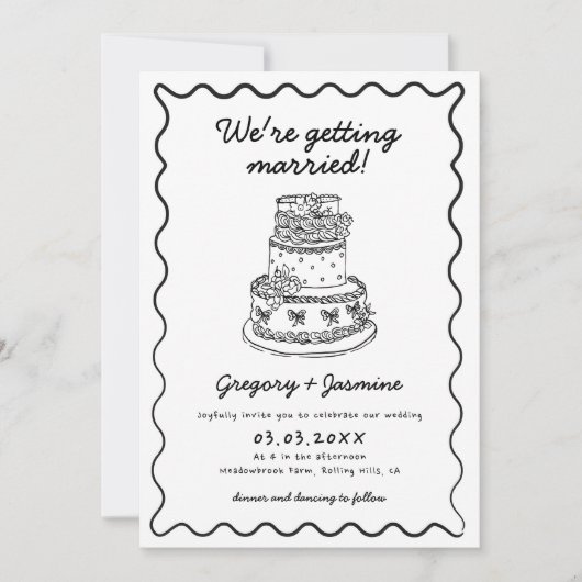 Whimsical Hand getekend Handgeschreven Quirky Wedd Kaart (Voorkant)