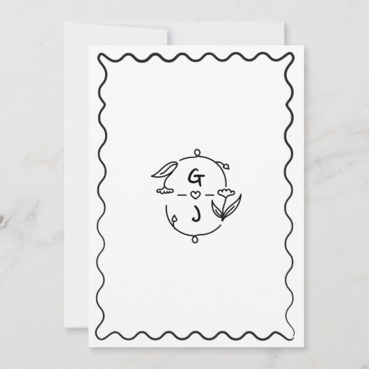 Whimsical Hand getekend Handgeschreven Quirky Wedd Kaart (Achterkant)