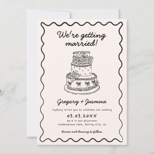 Whimsical Hand getekend Handgeschreven Quirky Wedd Kaart (Voorkant)