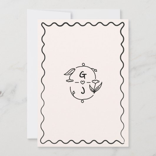 Whimsical Hand getekend Handgeschreven Quirky Wedd Kaart (Achterkant)