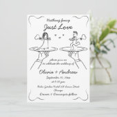 Whimsical Hand getekend Handgeschreven Quirky Wedd Kaart (Staand voorkant)