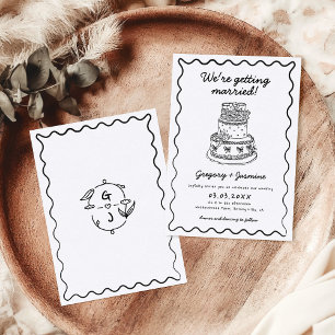 Whimsical Hand getekend Handgeschreven Quirky Wedd Kaart