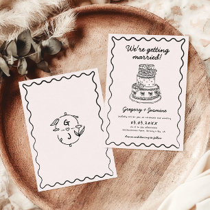 Whimsical Hand getekend Handgeschreven Quirky Wedd Kaart