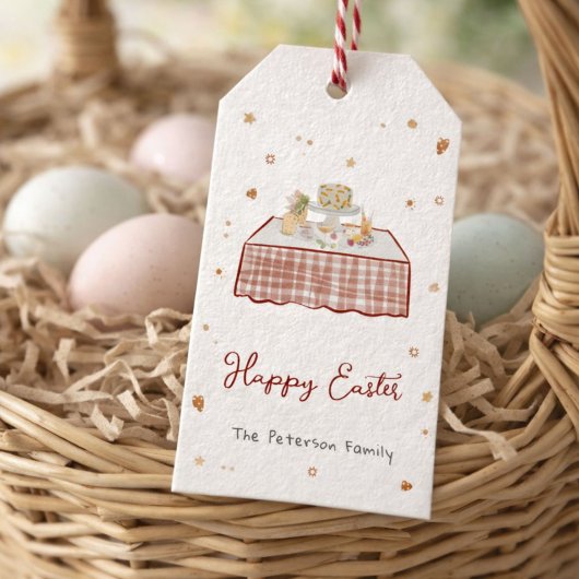 Whimsical Hand getekend Happy Easter Cadeaulabel