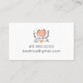 Whimsical Hand getekend Hart & Vleugels Visitekaartje (Achterkant)