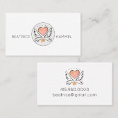 Whimsical Hand getekend Hart & Vleugels Visitekaartje (Voorkant / Achterkant)