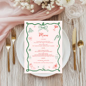 Whimsical Hand getekend Leuk Frans kerstdiner Menu