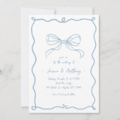 Whimsical Hand getekend Leuke Franse Blauwe Huweli Kaart (Voorkant)