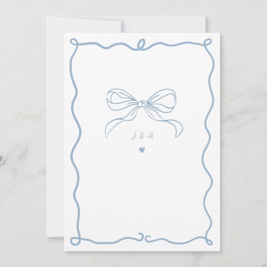 Whimsical Hand getekend Leuke Franse Blauwe Huweli Kaart (Achterkant)