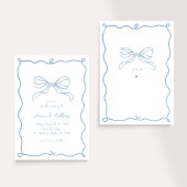 Whimsical Hand getekend Leuke Franse Blauwe Huweli Kaart