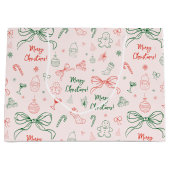 Whimsical hand getekend Leuke Franse kerst Coquett Groot Cadeauzakje (Voorkant)