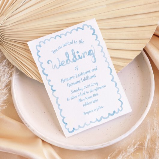 Whimsical Hand getekend Lichtblauw Waterverf bruil Kaart