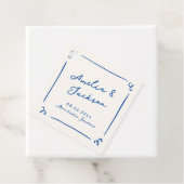 Whimsical Hand getekend marineblauw bruiloft Bedankjes Labels (In situ)