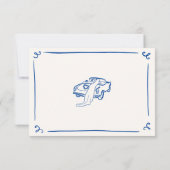 Whimsical Hand getekend marineblauw bruiloft detai Kaart (Achterkant)