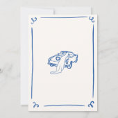 Whimsical Hand getekend marineblauw bruiloft Kaart (Achterkant)