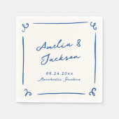 Whimsical Hand getekend marineblauw bruiloft Servet (Voorkant)