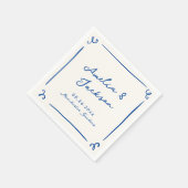 Whimsical Hand getekend marineblauw bruiloft Servet (Hoek)
