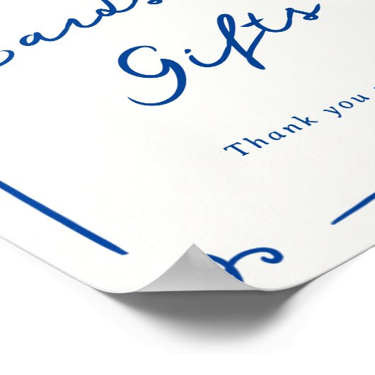 Whimsical Hand getekend marineblauw Kaarten & gesc Poster (Hoek)