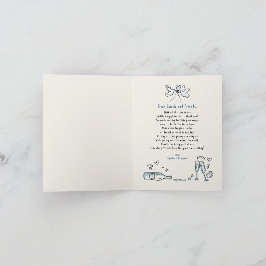 Whimsical Hand getekend net getrouwd auto bruiloft Bedankkaart (Binnen)