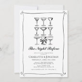 Whimsical Hand Getekend Oefendiner Martini Kaart (Voorkant)