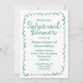 Whimsical Hand getekend Olive Green Repetitie Dine Kaart (Voorkant)