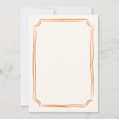 Whimsical Hand Getekend Oranje Oefen Diner Kaart (Achterkant)