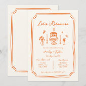 Whimsical Hand Getekend Oranje Oefen Diner Kaart (Voorkant / Achterkant)