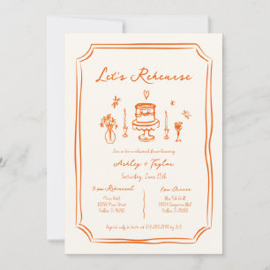 Whimsical Hand Getekend Oranje Oefen Diner Kaart