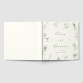 Whimsical Hand getekend Quirky Green bruiloft Gastenboek (Volledig)