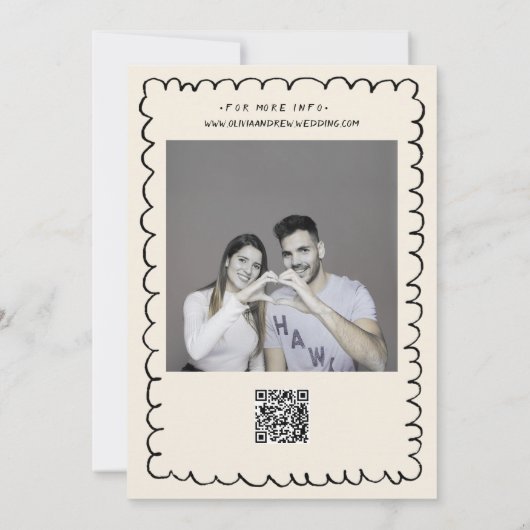 Whimsical Hand getekend Retro foto Funky bruiloft Kaart (Achterkant)