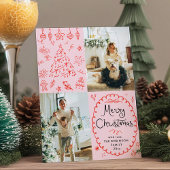 Whimsical Hand getekend Retro Merry Christmas 2 Fo Feestdagenkaart