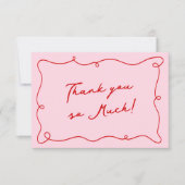 Whimsical Hand getekend Rood & Roze Dank u Kaart (Voorkant)