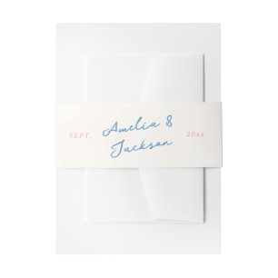 Whimsical Hand getekend roze & blauw Uitnodigingen Wikkel