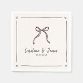 Whimsical Hand getekend Roze Bow Wedding Servet (Voorkant)