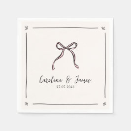 Whimsical Hand getekend Roze Bow Wedding Servet