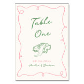 Whimsical Hand getekend roze & groen Kaart (Voorkant)