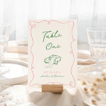 Whimsical Hand getekend roze & groen Kaart<br><div class="desc">Dit schattige ontwerp is voorzien van handgetekende elementen en een grillige,  gedurfde tekst.</div>