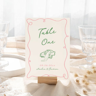 Whimsical Hand getekend roze & groen Kaart