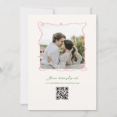 Whimsical Hand getekend Roze & Groen Save the Date Kaart (Achterkant)