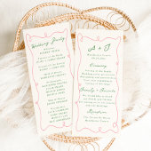 Whimsical Hand getekend Roze & Groen Wedding Progr Menu