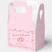 Whimsical Hand getekend Roze & Rode bruiloft Bedankdoosjes (Open)